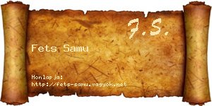 Fets Samu névjegykártya